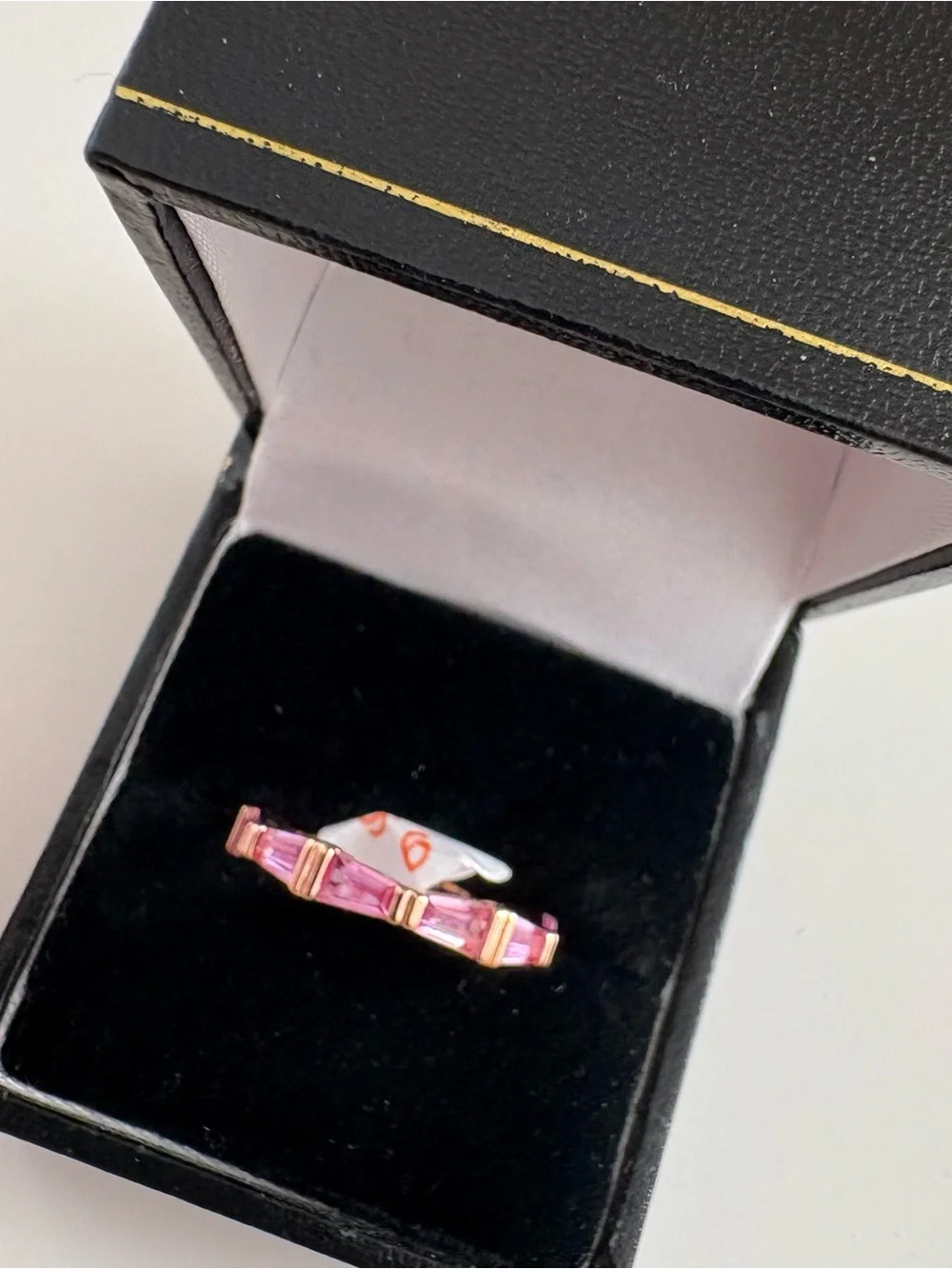 Bomb Party Ribbon Bow Band Ring RG94952 Pink Sapphire Rose Gold Plating
